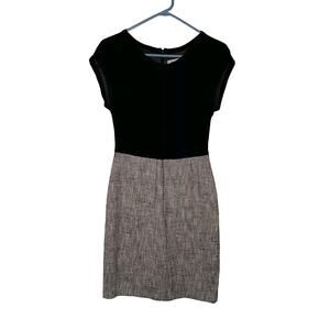 MaxMara Tweed Lined Dress Black Bodice Cap Sleeve Size 2 Wedding